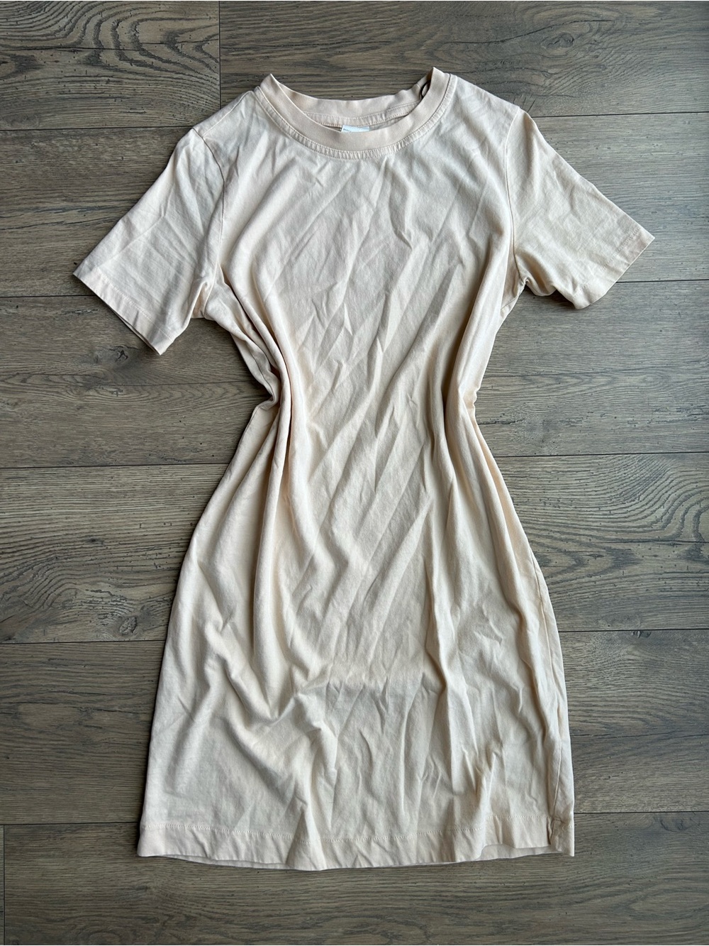 H&M Basics Cream Short Sleeve T-Shirt Dress